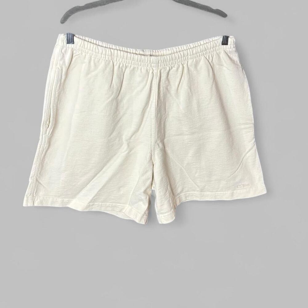 Vintage LL Bean Made in USA 100% Cotton Sweat Shorts Cream Off White Mens Large